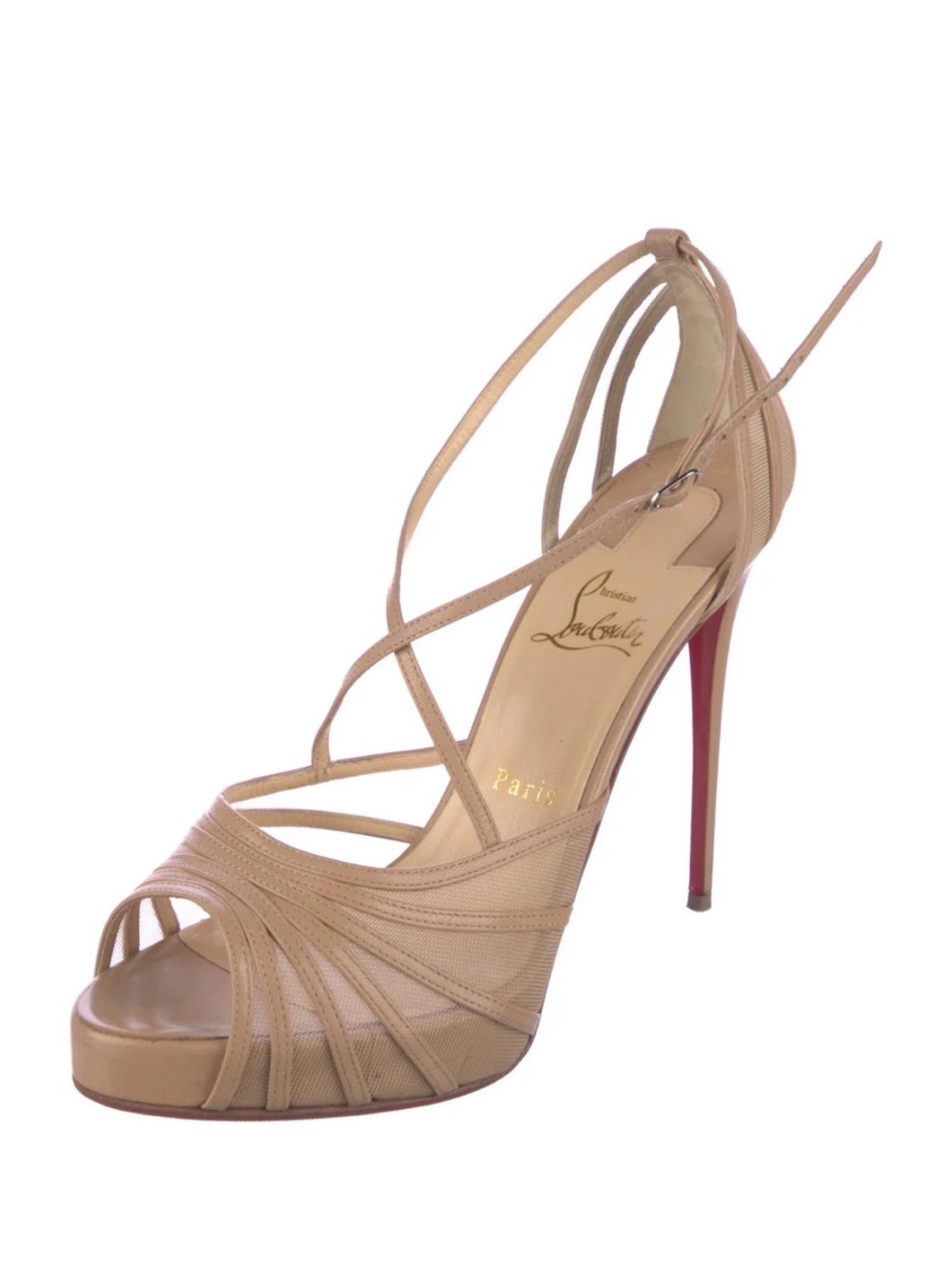 Christian Louboutin Filamenta 120mm Nude Strappy Platform Stiletto Heel 40 10